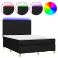 vidaXL Posteľ boxsping s matracom a LED čierna 140x200 cm látka