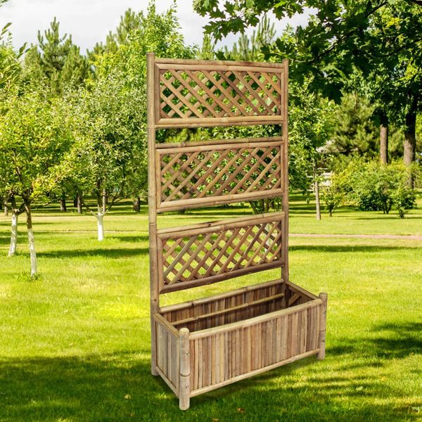 vidaXL Vyvýšený záhradný záhon s mriežkou, bambus 70 cm