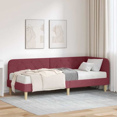 vidaXL Rohový rám postele Víno červené 80 x 200 cm látka