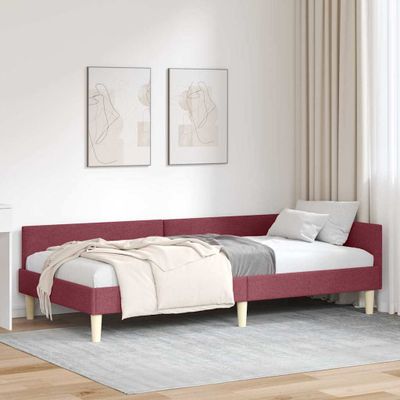 vidaXL Rohový rám postele Víno červené 80 x 200 cm látka