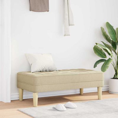 vidaXL lavička s vankúšom Krémová 113 x 57 x 39 cm látka