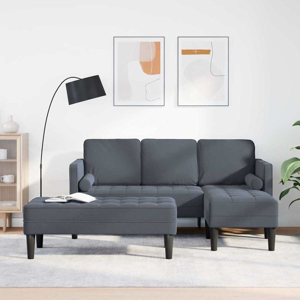 vidaXL Sada pohoviek s vankúšom 2 pcs Tmavo šedá Polyester