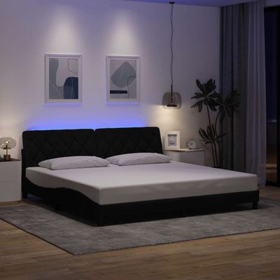 vidaXL Rám postele s LED bez matraca čierny 200x200 cm látka