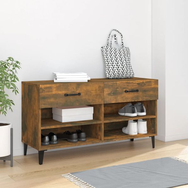 vidaXL Botník dymový dub 102x35x55 cm spracované drevo