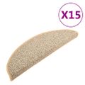 vidaXL Kobercové nášľapy na schody 15 ks bledohnedé 56x17x3 cm