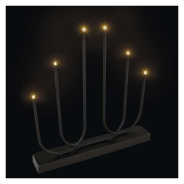 LED svietnik kovový čierny, 40 cm, 2x AA, vnútorný, teplá biela