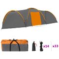 vidaXL Kempingový iglu stan 650x240x190 cm pre 8 osôb, sivo oranžový
