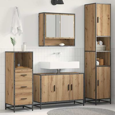vidaXL Sada kúpeľňového nábytku 3 pcs Remeselný dub Kompozitné drevo