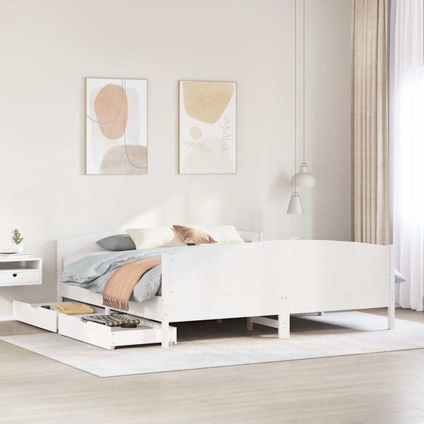 vidaXL Posteľ bez matraca biela 200x200 cm masívna borovica