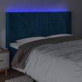 vidaXL Čelo postele s LED tmavomodré 163x16x118/128 cm zamat