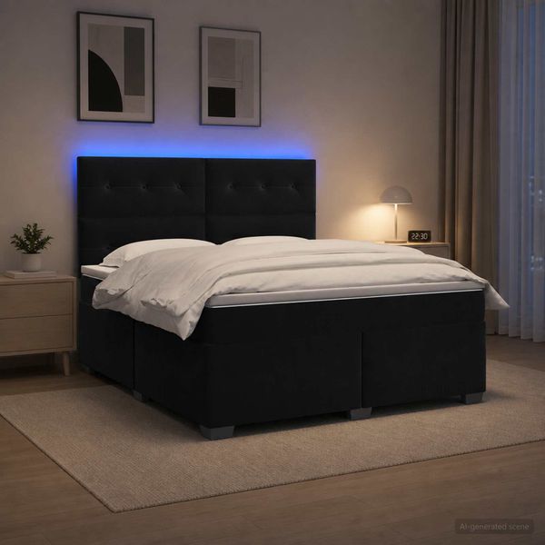 vidaXL Posteľ boxspring s matracom Čierna 140 x 200 cm Zamat