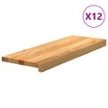 vidaXL Schodiskové stupne 12 ks svetlohnedá 70x25x2 cm dubový masív