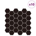 vidaXL Hexagónová dlažba 10 ks Čierna 30 x 30 cm Polyuretán a PET