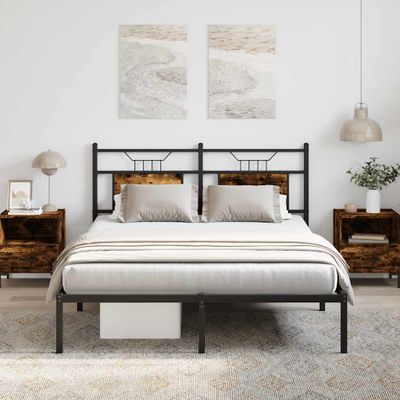 vidaXL Posteľný rám bez matraca dymový dub 140x190 cm kompozitné drevo