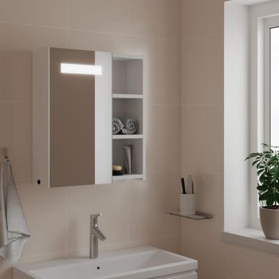 vidaXL Kúpeľňová zrkadlová skrinka s LED svetlom biela 45x13x52 cm