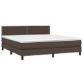 vidaXL Boxspring posteľ s matracom a LED hnedá 180x200 cm umelá koža