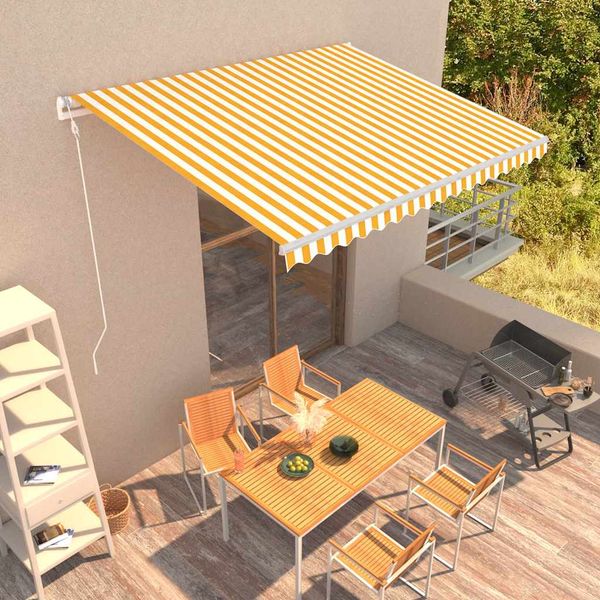 vidaXL Automaticky zaťahovacia markíza 400x300 cm žltá a biela