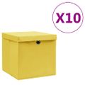 vidaXL Úložné boxy s vekom 10 ks, 28x28x28 cm, žlté