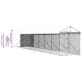 vidaXL Vonkajší koterec pre psov so strechou striebor. 2x14x2,5m oceľ