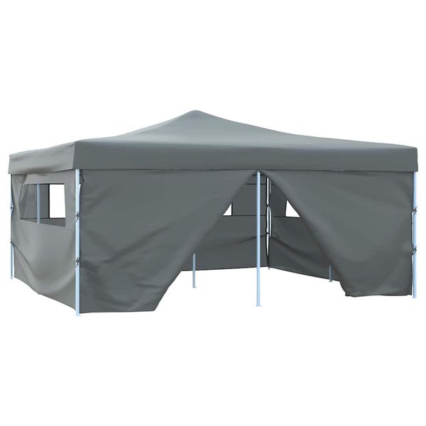 vidaXL Skladací altánok so 4 stenami 5x5 m, antracitový