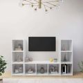vidaXL TV skrinky 3 ks biele 107x35x37 cm drevotrieska