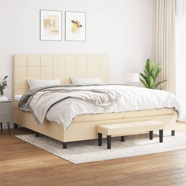 vidaXL Boxspring posteľ s matracom krémová 200x200 cm látka