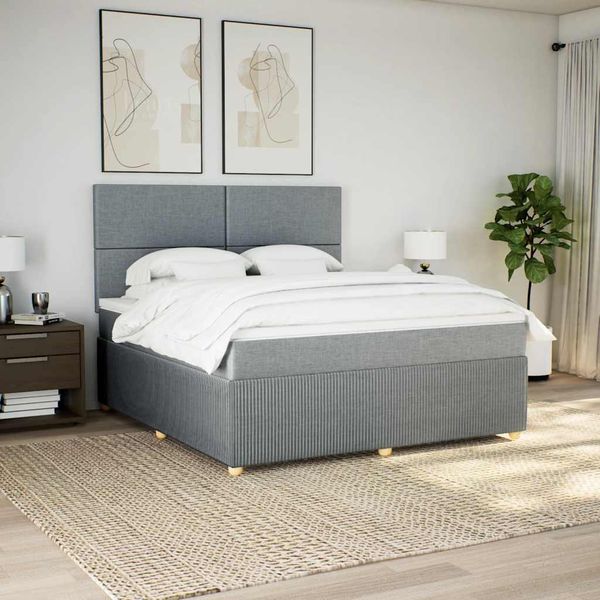 vidaXL Boxspring posteľ s matracom bledosivá 180x200 cm látka