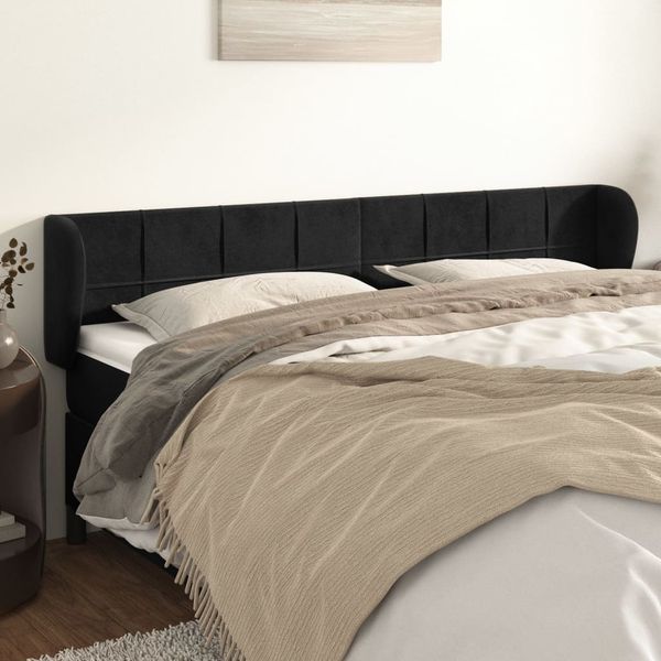 vidaXL Čelo postele so záhybmi čierne 183x23x78/88 cm zamat