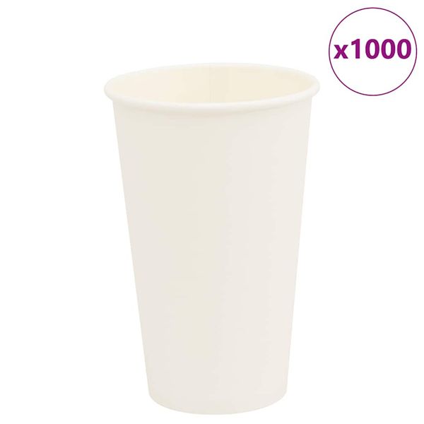 vidaXL Papierové šálky na kávu 1000 ks 16oz 400ml biela