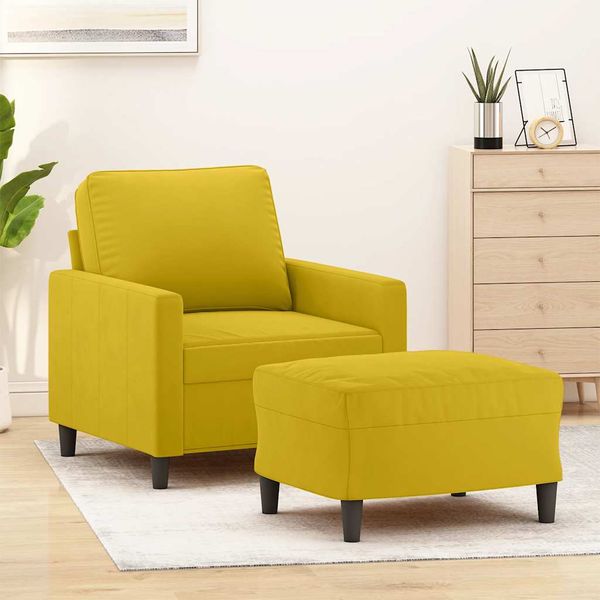 vidaXL Kreslo s podnožkou žlté 60 cm zamat
