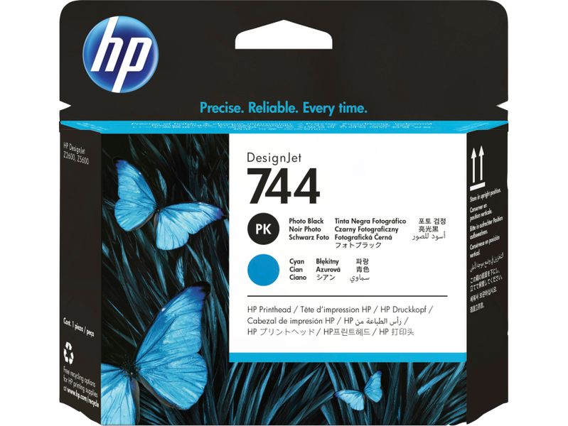 HP 744 Tlačová hlava, čierna a azúrová, F9J86A