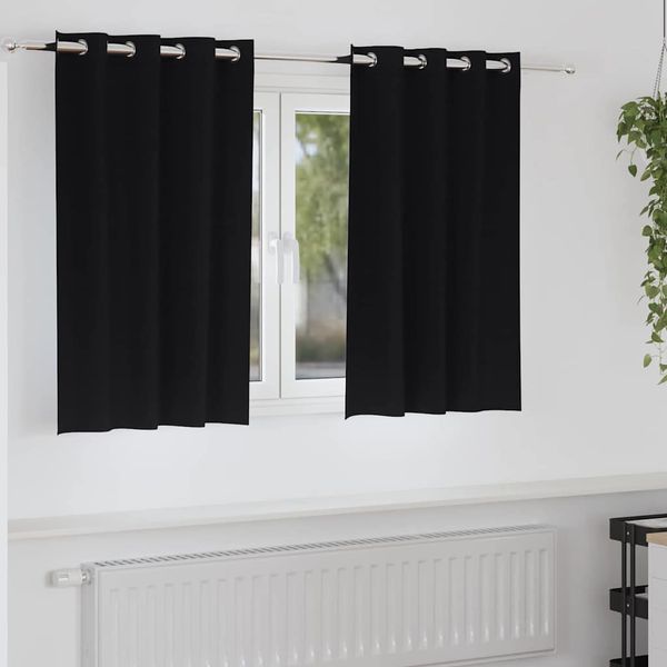 vidaXL Záclony na zatemnenie s krúžkami 2 pcs Čierna 140 x 140 cm