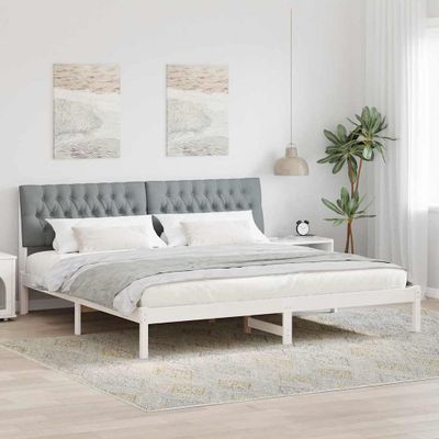 vidaXL Rám postele s čalúneným čelom Biela 200 x 200 cm