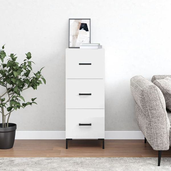 vidaXL Komoda lesklá biela 34,5x34x90 cm spracované drevo