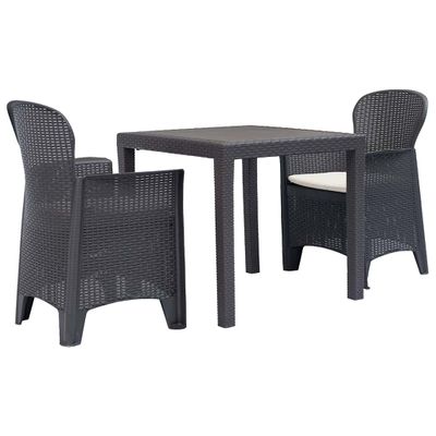vidaXL 3-dielna bistro súprava hnedá plastová s ratanovým vzhľadom