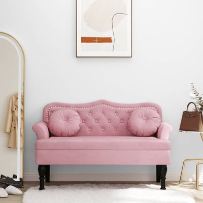 vidaXL Lavica s vankúšmi ružová 120,5x65x75 cm zamat