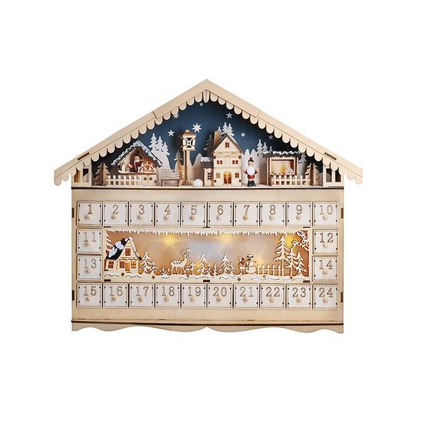 Solight 1V258 LED vánoční dekorace adventní kalnedář - horská chata