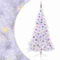 vidaXL Umelý vianočný stromček s 300 LED-i Biela 210 cm PVC a oceľ