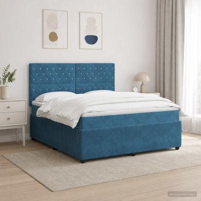 vidaXL LED boxspring posteľ s matracom Modrá 140 x 200 cm Zamat