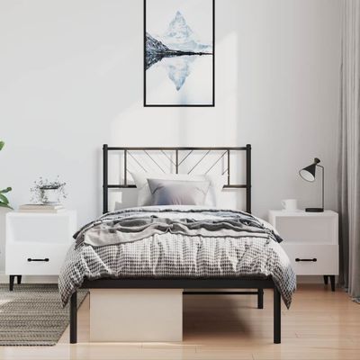 vidaXL Kovový rám postele s čelom čierny 100x190 cm