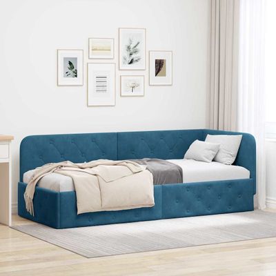 vidaXL Rohový rám postele Modrá 80 x 200 cm Zamat