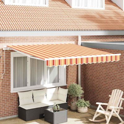 vidaXL Sklopná markíza Žltá a oranžová 300 x 250 cm Polyester a hliník