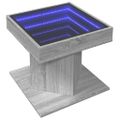 vidaXL Konferenčný stolík s LED sivá sonoma 50x50x45cm kompozit. drevo