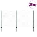 vidaXL Sieťový plot s stĺpom 25 x 1,2 m PVC potiahnutá oceľ Zelená
