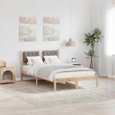 vidaXL Rám postele Sivohnedá 120 x 190 cm Masívne borovicové drevo