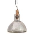 vidaXL Industriálna závesná lampa 25 W strieborná 30 cm okrúhla E27