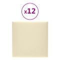 vidaXL Nástenné panely 12 ks krémové 30x30 cm umelá koža 1,08 m²