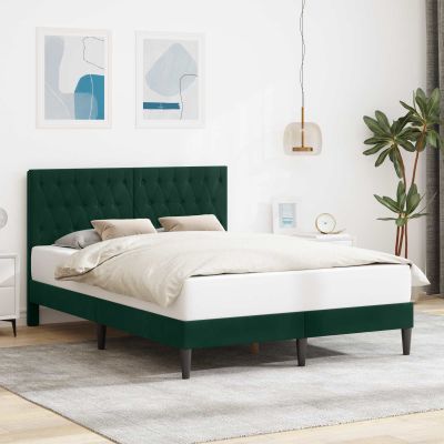 vidaXL Rám postele s čelnou doskou Tmavozelená 120 x 190 cm Zamat