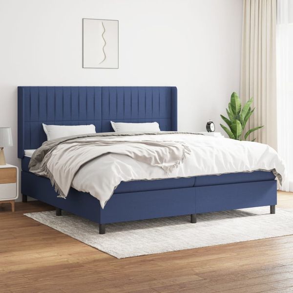 vidaXL Boxspring posteľ s matracom modrá 200x200 cm látka