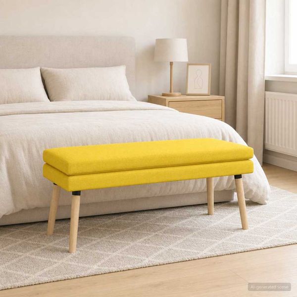 vidaXL Dvojvrstvová lavica Svetložltá 110 x 40 x 47 cm Látka